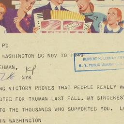 Telegram: 1949 November 10