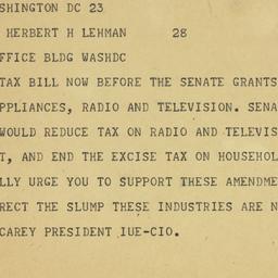Telegram: 1954 March 23