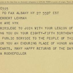 Telegram: 1963 March 27