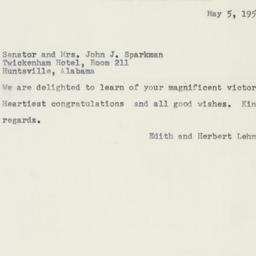 Telegram: 1954 May 5