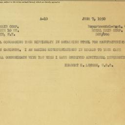 Telegram: 1950 June 7