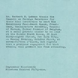 Letter: 1951 September 19