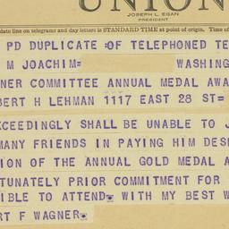 Telegram: 1947 May 14