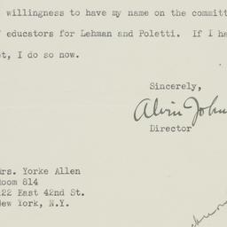Letter: 1938 November 1