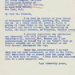 Letter: 1939 September 30