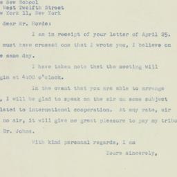 Letter: 1947 April 30
