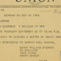Telegram: 1948 August 16