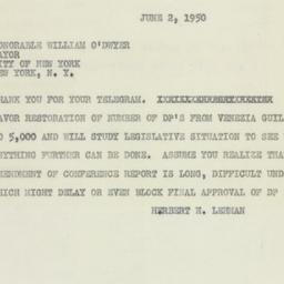 Telegram: 1950 June 2