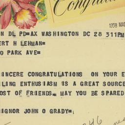 Telegram: 1958 March 28