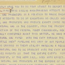 Telegram: 1950 March 9