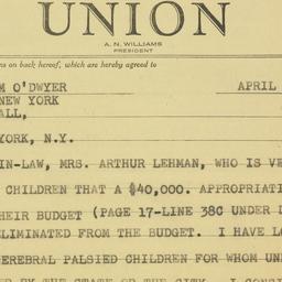 Telegram: 1948 April 11