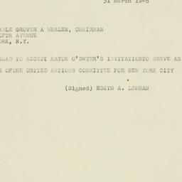 Telegram: 1946 March 31