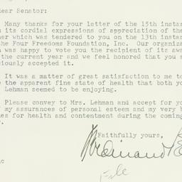 Letter: 1954 December 20