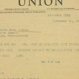 Letter: 1937 November 16
