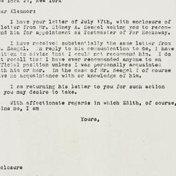 Letter: 1961 July 23