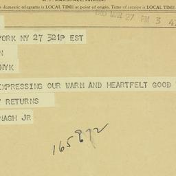 Telegram: 1963 March 27