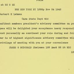 Telegram: 1942 November 24