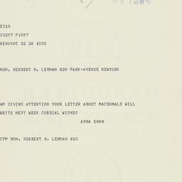 Telegram: 1961 September 28