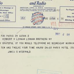Telegram: 1948 December 2