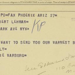 Telegram: 1958 March 27
