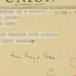Telegram: 1950 November 9