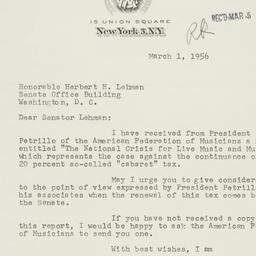 Letter: 1956 March 1