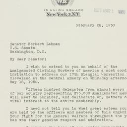 Letter: 1950 February 28