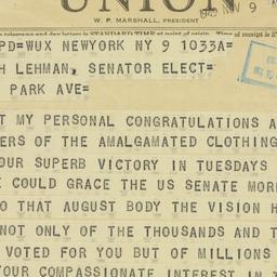 Telegram: 1949 November 9
