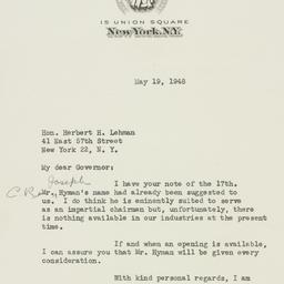 Letter: 1948 May 19