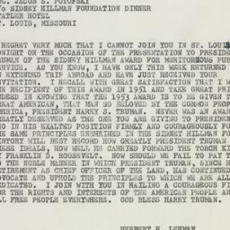 Telegram: 1953 October 9