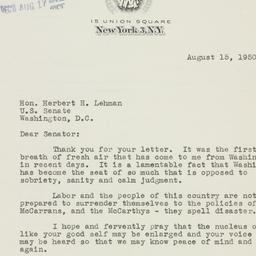 Letter: 1950 August 15