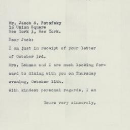 Letter: 1956 October 5