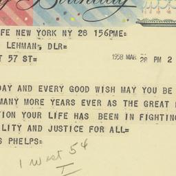 Telegram: 1958 March 28