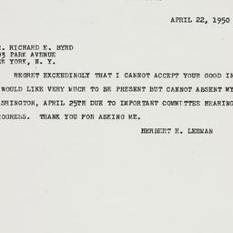 Telegram: 1950 April 22