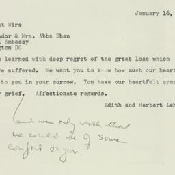 Telegram: 1953 January 16