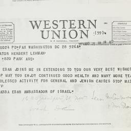 Telegram: 1953 March 28