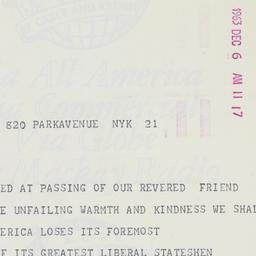 Telegram: 1963 December 6