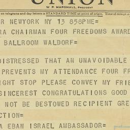 Telegram: 1954 December 13
