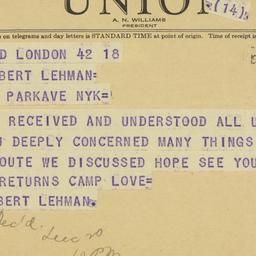 Telegram: 1944 December 20