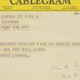 Telegram: 1944 December 4