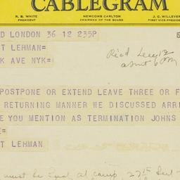 Telegram: 1944 December 12