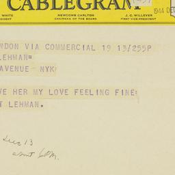 Telegram: 1944 December 13