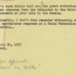 Letter: 1953 July 29