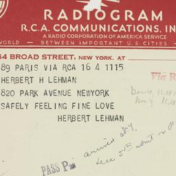 Telegram: 1944 December 5