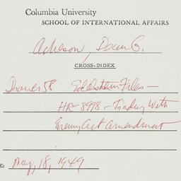 Memorandum: 1949 May 18