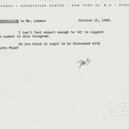 Letter: 1946 October 15