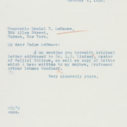 Letter: 1935 October 9