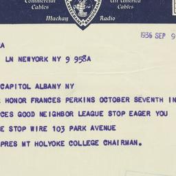 Telegram: 1936 September 9