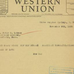 Letter: 1935 November 9