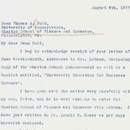 Letter: 1937 August 9